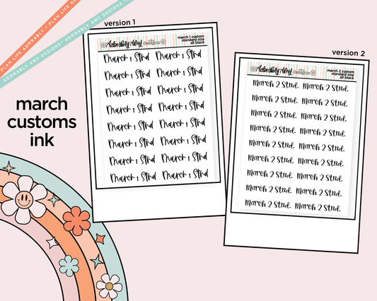 March 2026 LE Custom Typography Sticker Reminder Planner Stickers