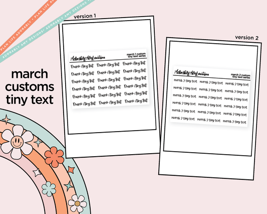 March 2026 LE Font Custom Foiled Tiny Text Sticker Sheet Planner Stickers