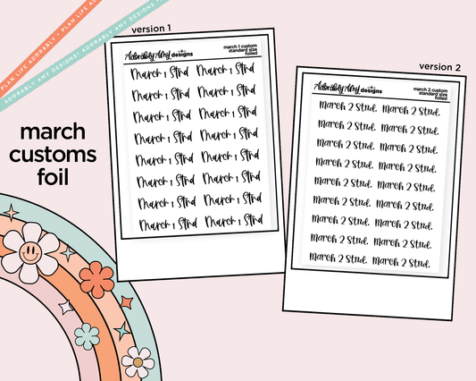 March 2026 LE Foiled Custom Word/Phrase Stickers Planner Stickers