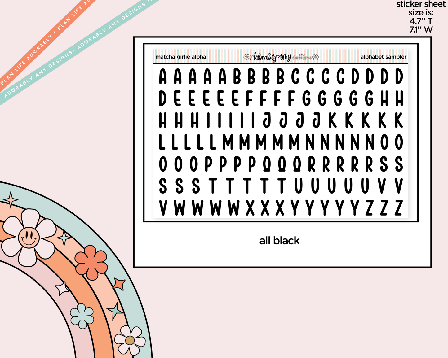 Matcha Girlie Alphabet Stickers Deco Typography Sampler Planner Stickers