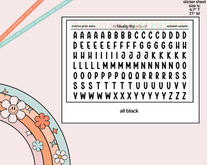 Matcha Girlie Alphabet Stickers Deco Typography Sampler Planner Stickers