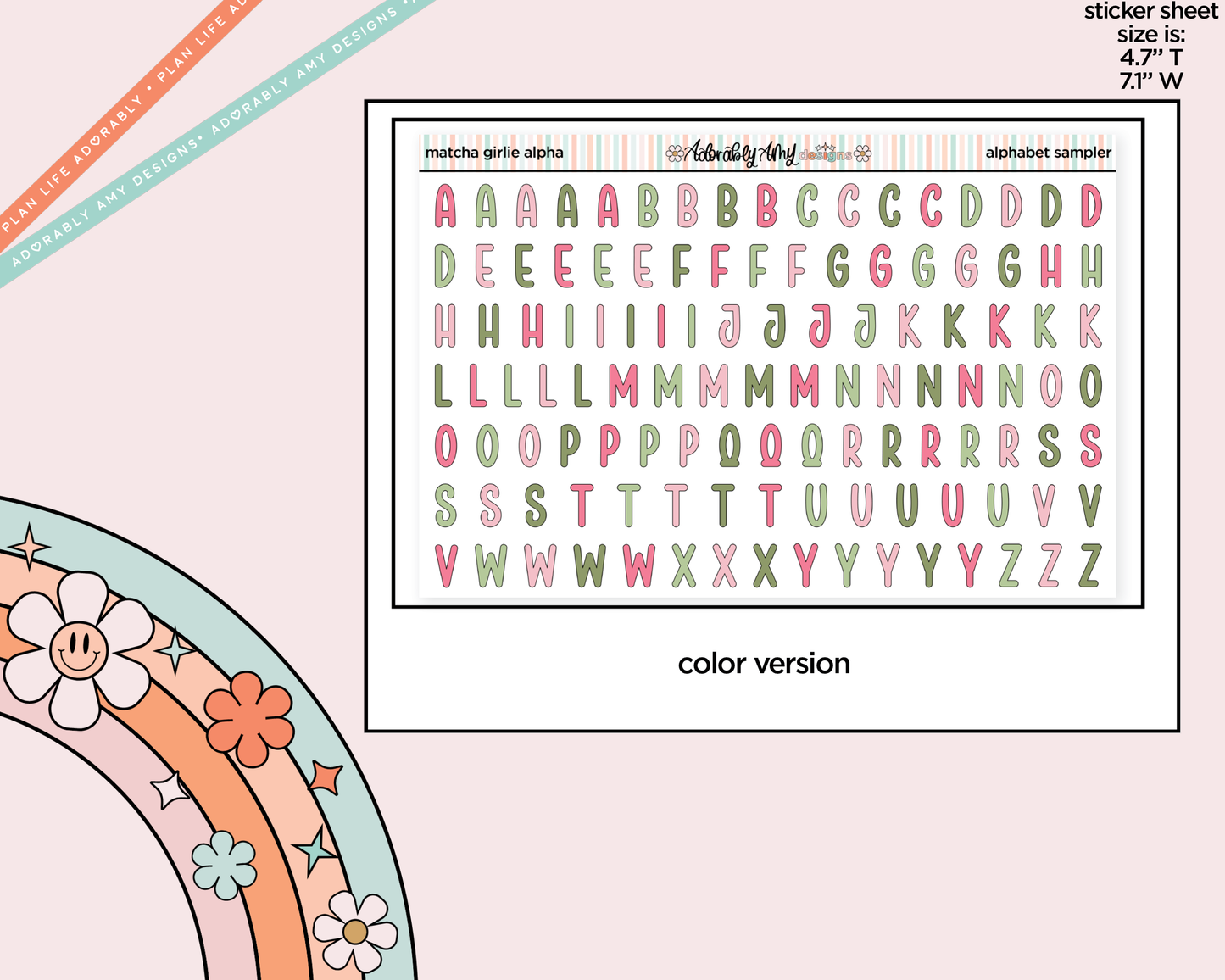Matcha Girlie Alphabet Stickers Deco Typography Sampler Planner Stickers