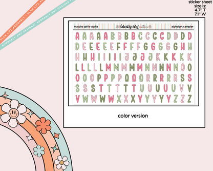 Matcha Girlie Alphabet Stickers Deco Typography Sampler Planner Stickers