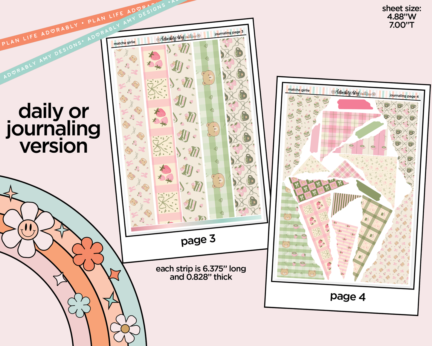 Journaling and Daily Planning Matcha Girlie Planner Sticker Kit