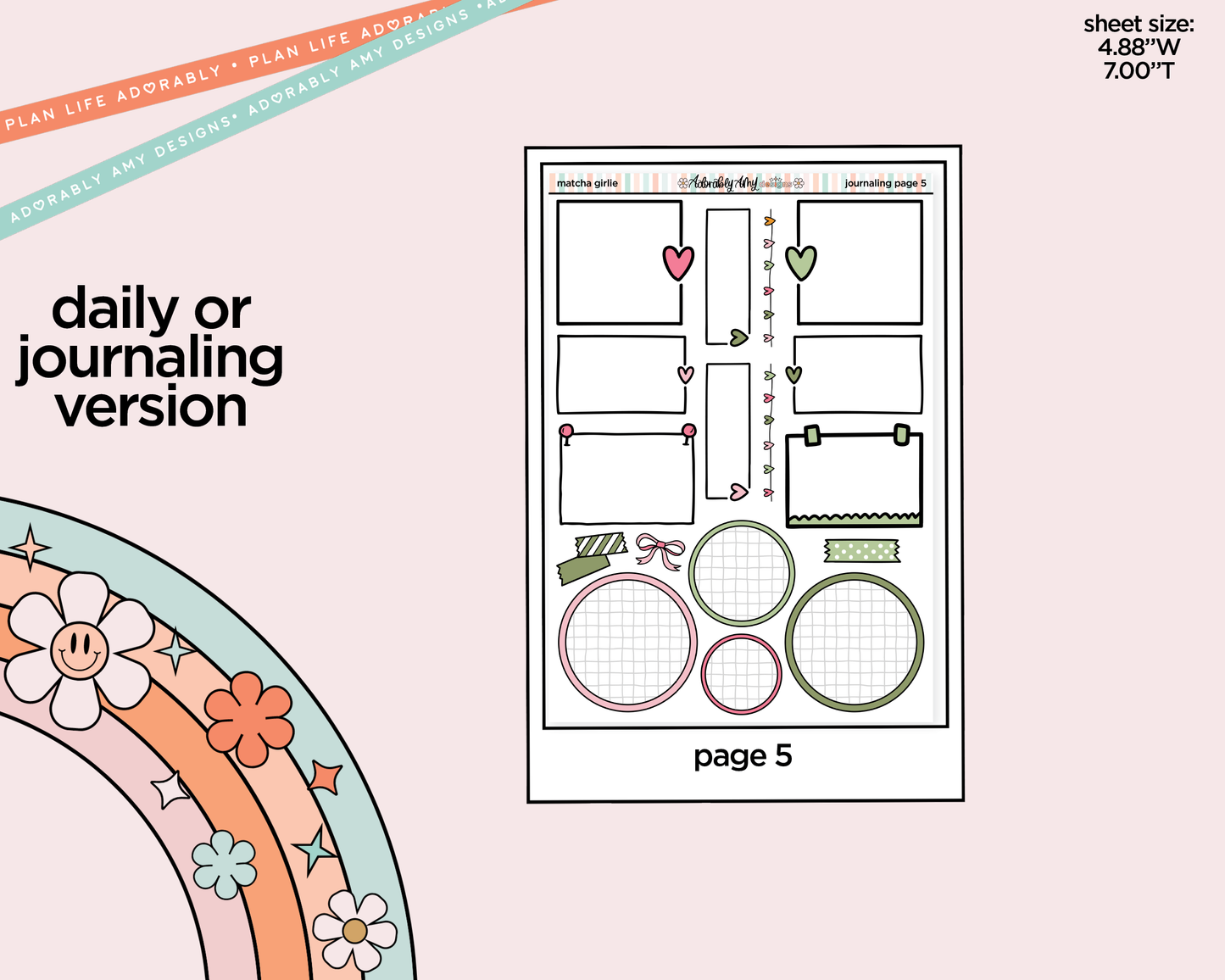 Journaling and Daily Planning Matcha Girlie Planner Sticker Kit