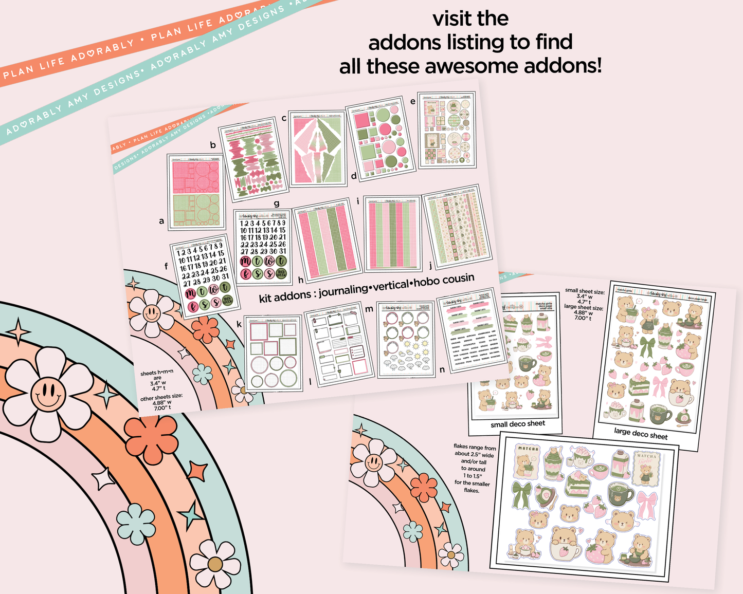 Journaling and Daily Planning Matcha Girlie Planner Sticker Kit