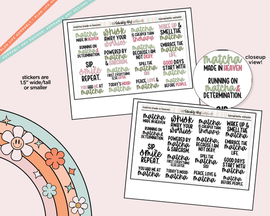 Matcha Made in Heaven Deco Typography Sampler Planner Stickers