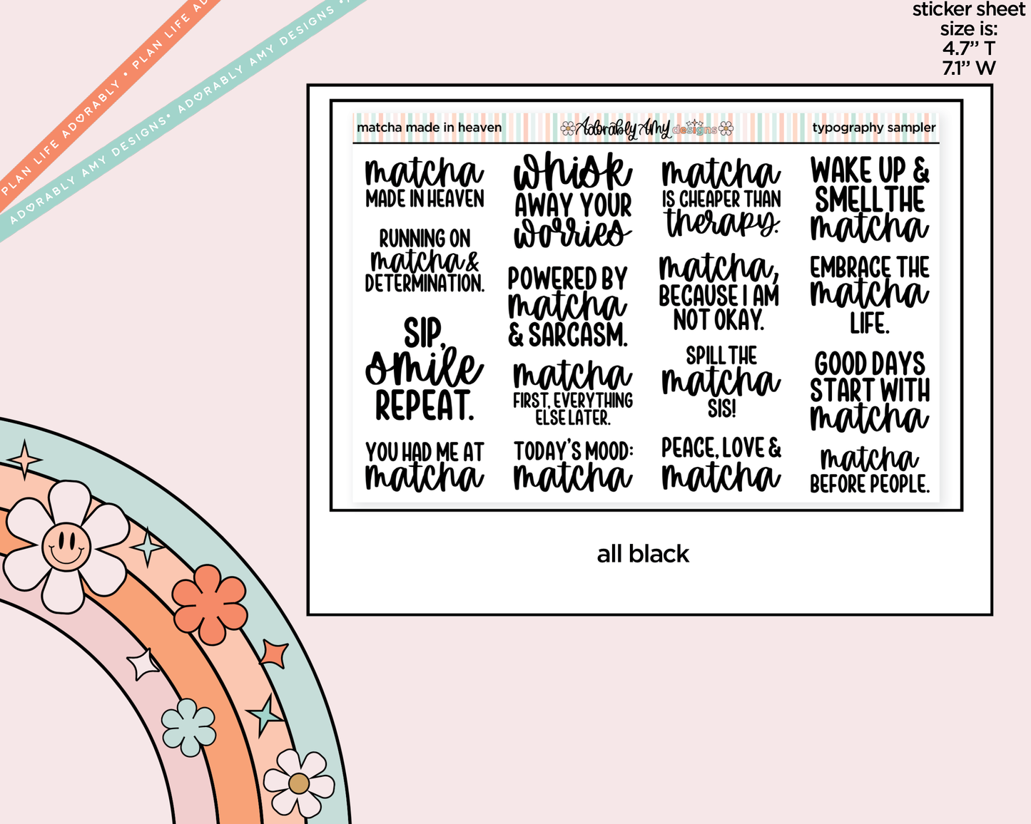 Matcha Made in Heaven Deco Typography Sampler Planner Stickers