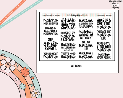 Matcha Made in Heaven Deco Typography Sampler Planner Stickers