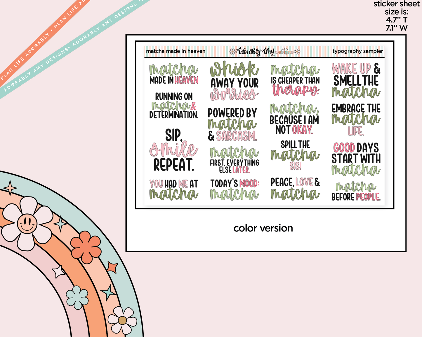 Matcha Made in Heaven Deco Typography Sampler Planner Stickers