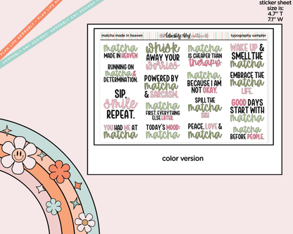Matcha Made in Heaven Deco Typography Sampler Planner Stickers