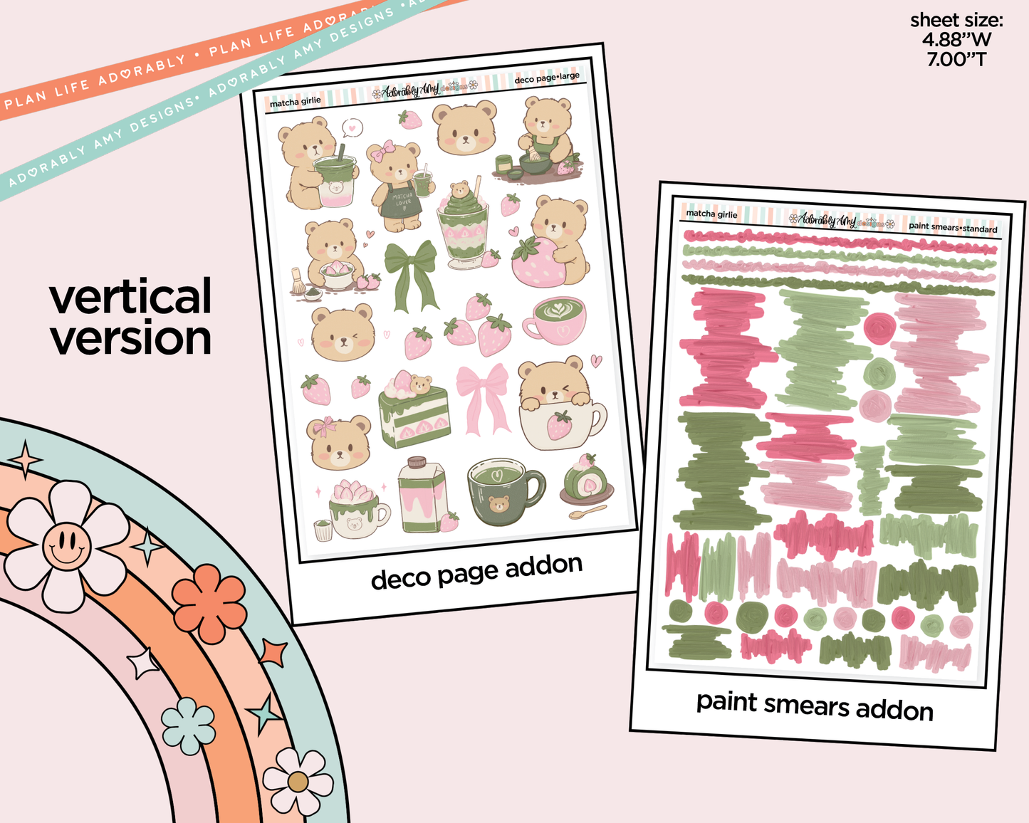 Vertical Matcha Girlie Kit for Vertical Standard Size Planners or Insert