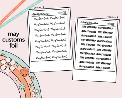 May 2026 LE Foiled Custom Word/Phrase Stickers Planner Stickers - Adorably Amy Designs