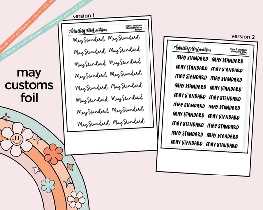 May 2026 LE Foiled Custom Word/Phrase Stickers Planner Stickers - Adorably Amy Designs