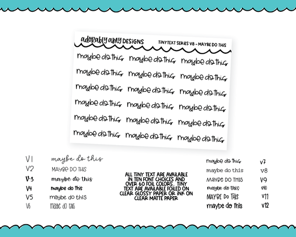 Foiled Tiny Text Series - Maybe Do This Checklist Size Planner Stickers for any Planner or Insert