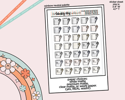 Rainbow Meal Plan - Make Grocery List Doodled Icon Stickers