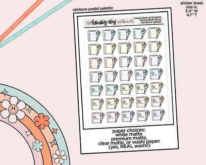 Rainbow Meal Plan - Make Grocery List Doodled Icon Stickers