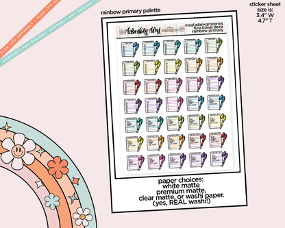 Rainbow Meal Plan - Make Grocery List Doodled Icon Stickers