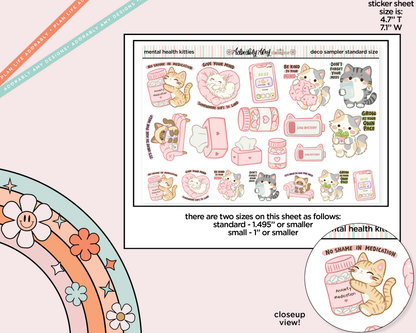 Mental Health Kitties Deco Stickers in Multiple Sizes Decorative Planner Stickers