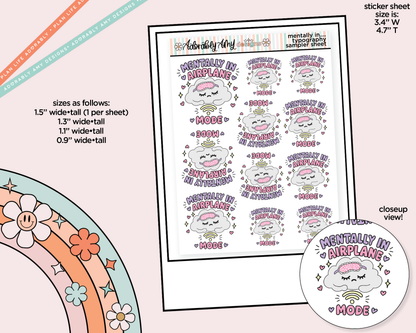 Mentally in Airplane Mode Typography Sampler Planner Stickers