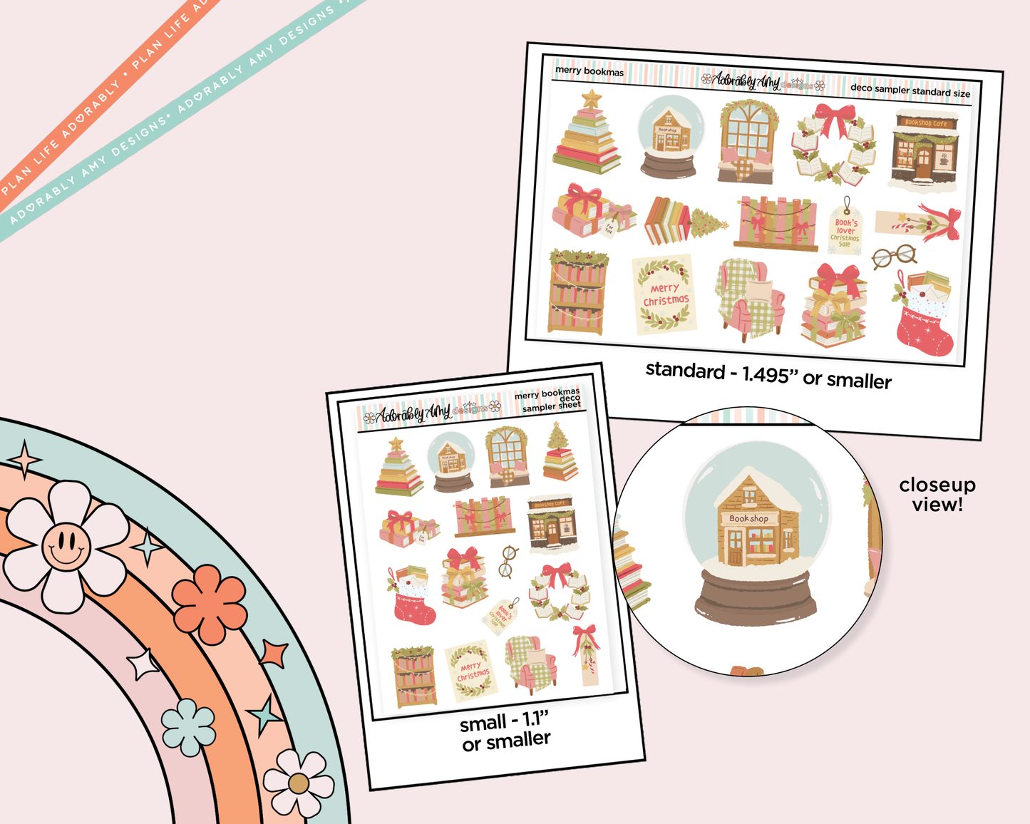 Merry Bookmas Deco Samplers in 3 Sizes Decorative Planner Stickers