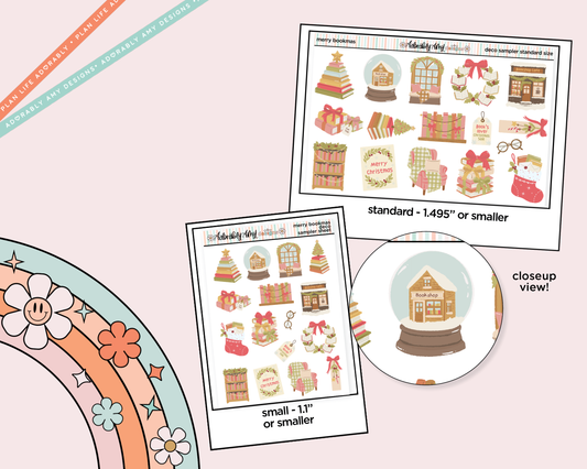 Merry Bookmas Deco Samplers in 3 Sizes Decorative Planner Stickers - Adorably Amy Designs