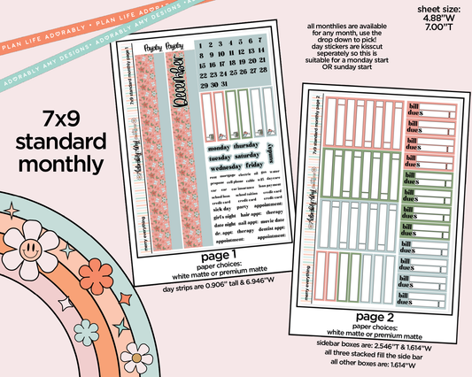 Standard 7x9 Monthly Pick Your Month Merry Everything Planner Sticker Kit for some 7x9 Planners