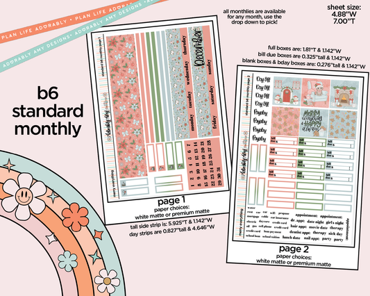 Standard B6 Monthly Pick Your Month Merry Everything Planner Sticker Kit for some B6 Planners