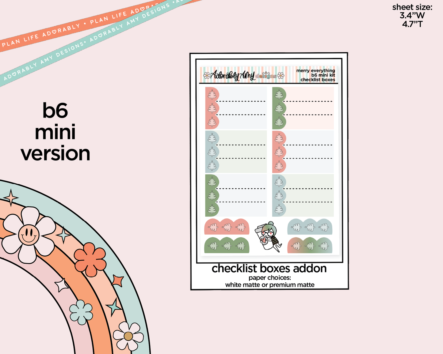 Mini B6 Merry Everything Planner Sticker Kit sized for ANY Vertical Insert