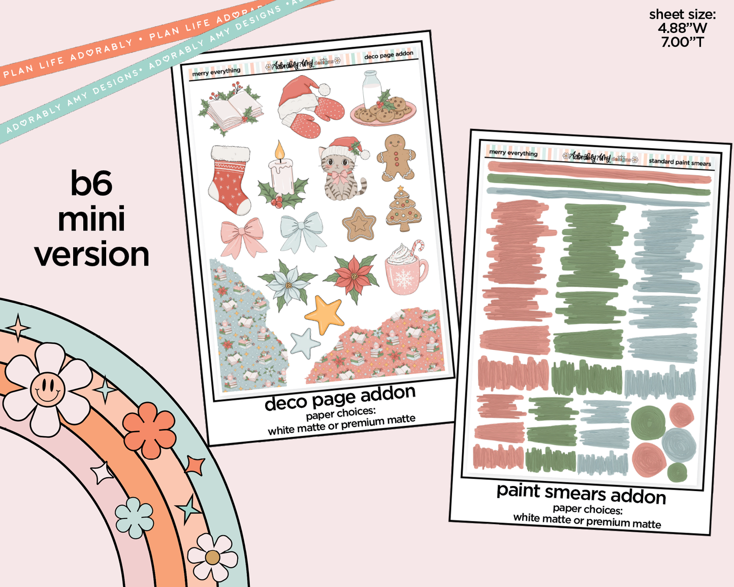 Mini B6 Merry Everything Planner Sticker Kit sized for ANY Vertical Insert