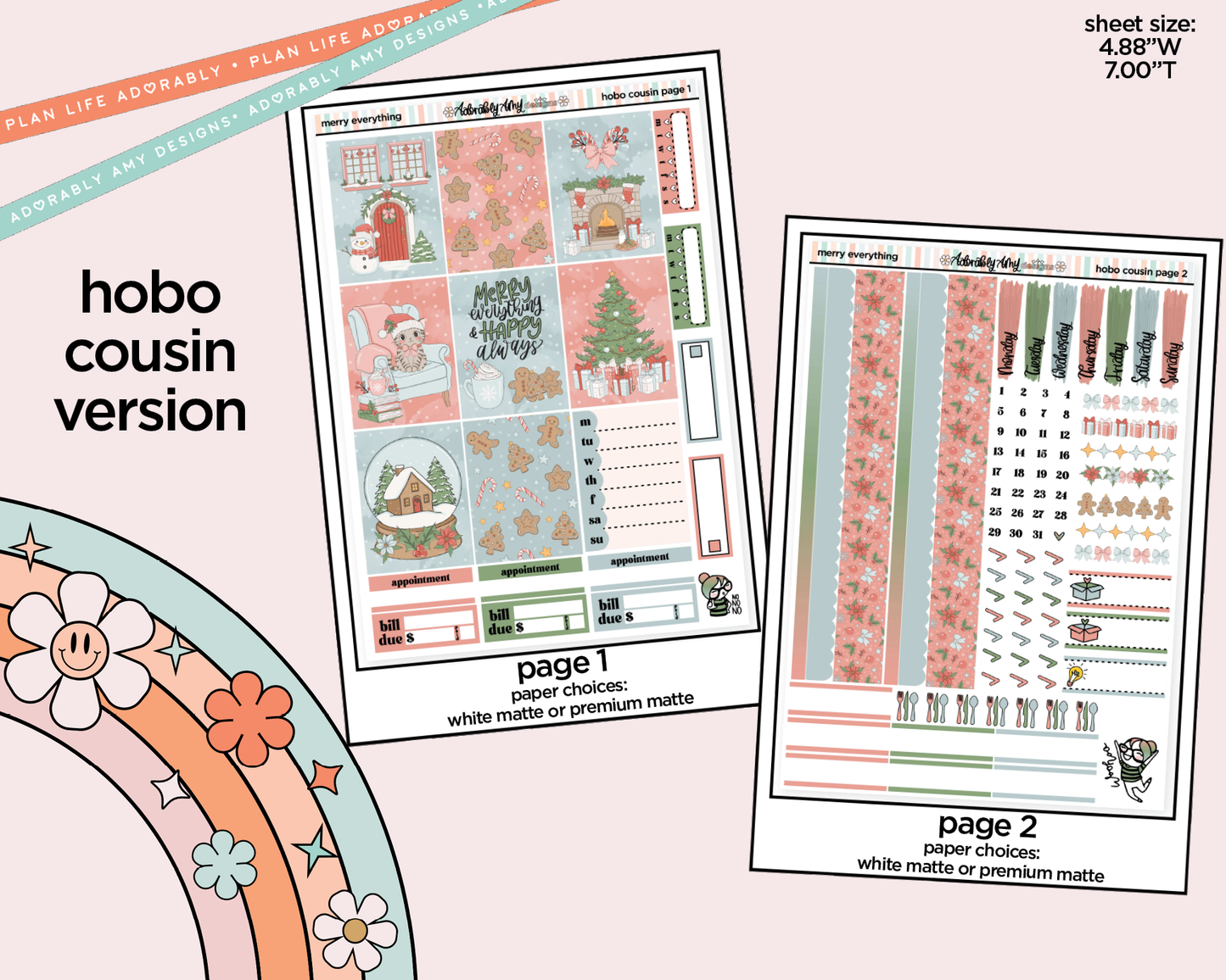 Hobonichi Cousin Weekly Merry Everything Planner Sticker Kit for Hobo Cousin or Similar Planners