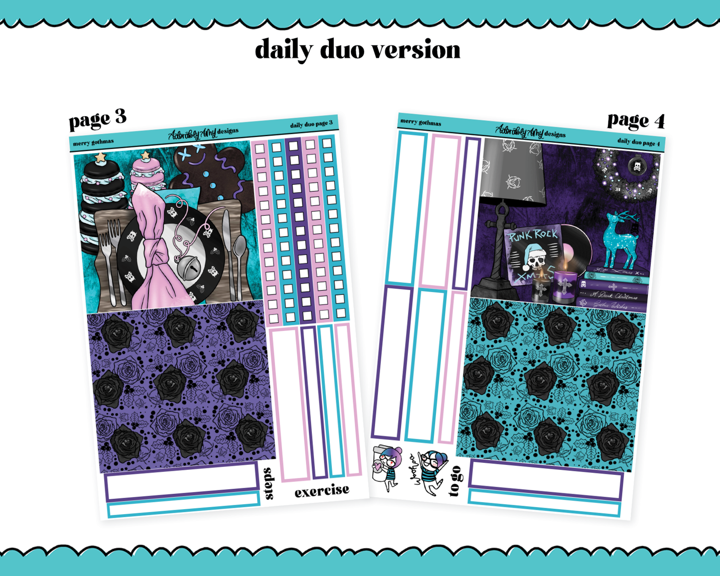 Daily Duo Merry Gothmas Christmas Themed Weekly Planner Sticker Kit for Daily Duo Planner