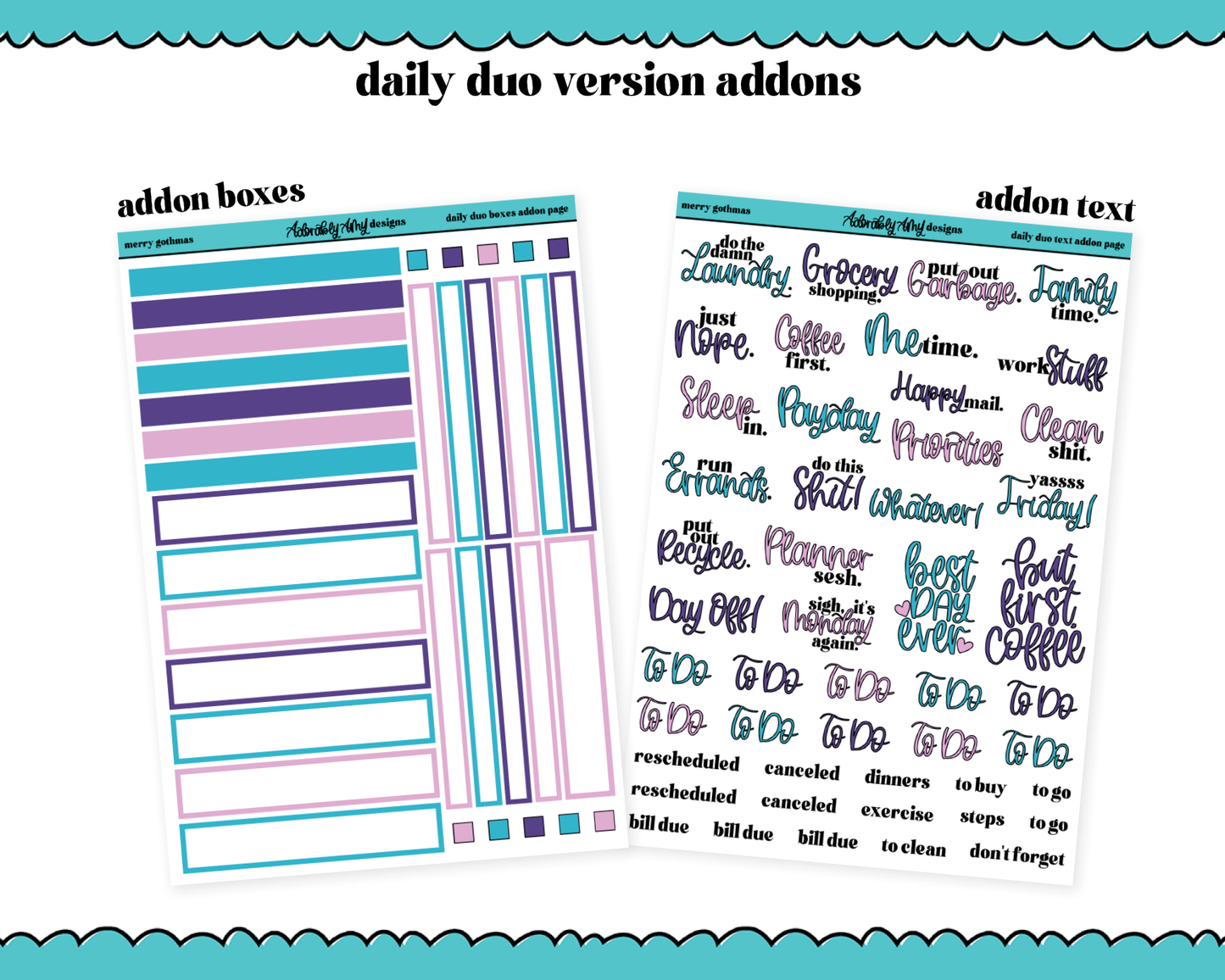 Daily Duo Merry Gothmas Christmas Themed Weekly Planner Sticker Kit for Daily Duo Planner
