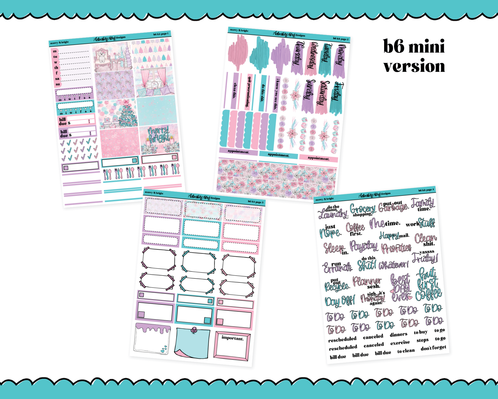 Mini B6 We Wish You a Merry Christmas Themed Weekly Planner Sticker Ki –  Adorably Amy Designs