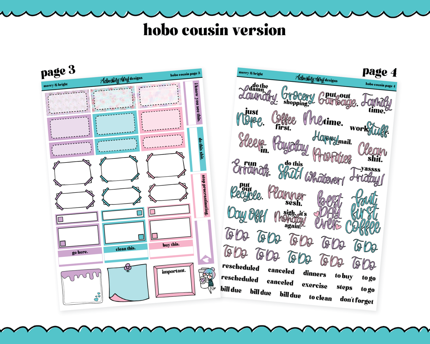 Hobonichi Cousin Weekly Merry & Bright Christmas Themed Planner Sticker Kit for Hobo Cousin or Similar Planners