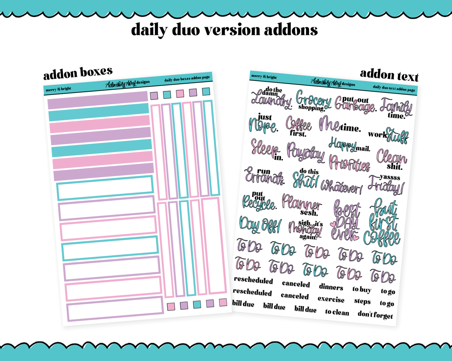 Daily Duo Merry & Bright Christmas Themed Weekly Planner Sticker Kit for Daily Duo Planner