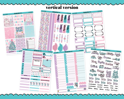 Vertical Merry & Bright Christmas Themed Planner Sticker Kit for Vertical Standard Size Planners or Inserts