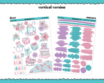 Vertical Merry & Bright Christmas Themed Planner Sticker Kit for Vertical Standard Size Planners or Inserts