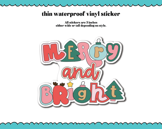 Waterproof Vinyl Large Diecut Stickers - Merry & Bright Christmas Vinyl