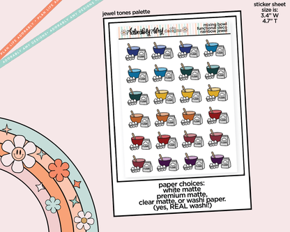 Rainbow Baking - Mixing Bowls with Eggs/Flour Doodled Icon Stickers