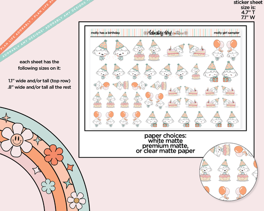 Molly Girl Has a Birthday Decoration Planner Stickers for any Planner or Insert