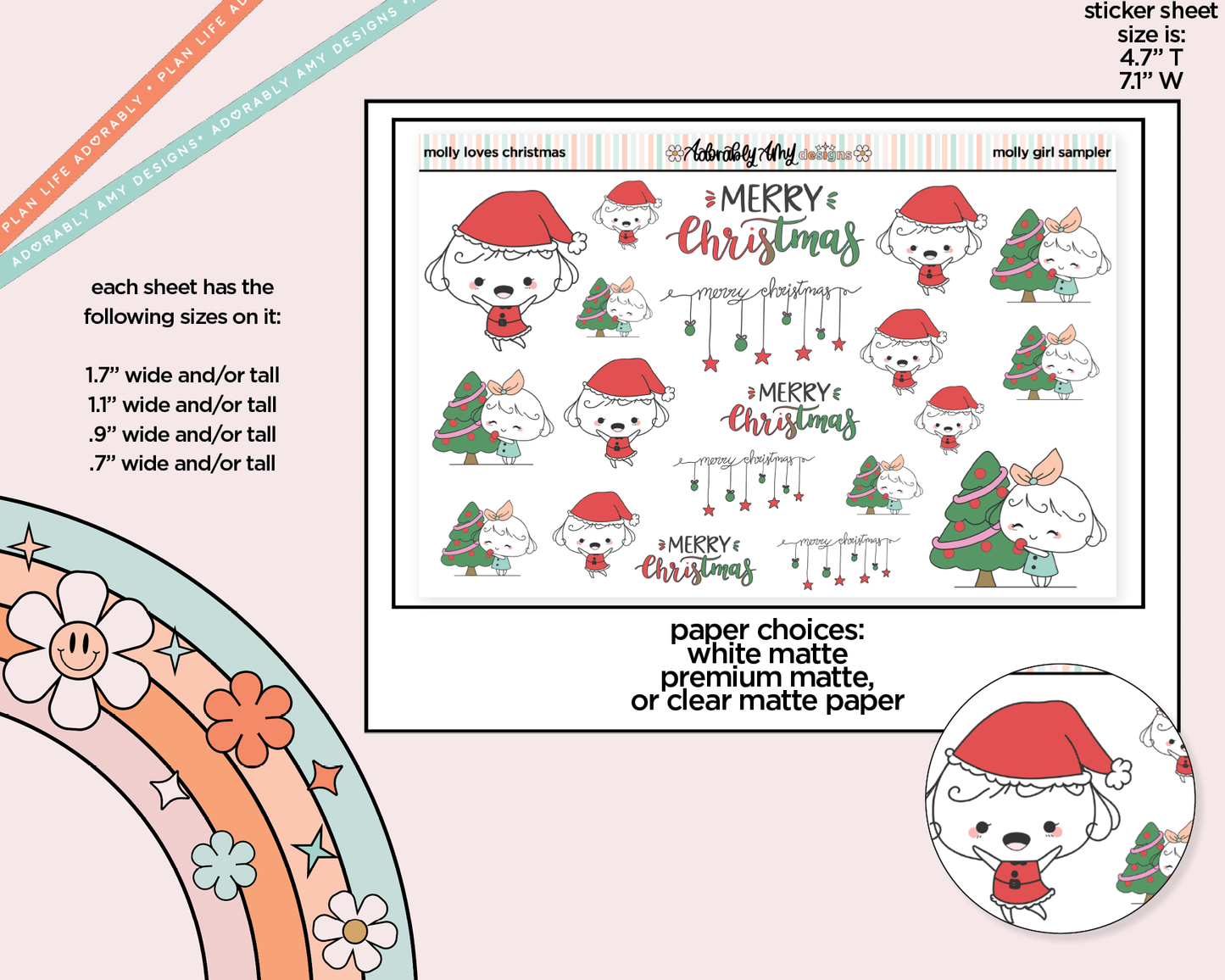 Molly Girl Loves Christmas Decoration Planner Stickers for any Planner or Insert