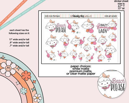 Molly Girl Loves Flamingos Decoration Planner Stickers for any Planner or Insert