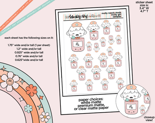 Molly Girl Needs Meds Decoration Planner Stickers for any Planner or Insert