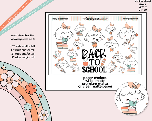 Molly Girl Loves School Decoration Planner Stickers for any Planner or Insert