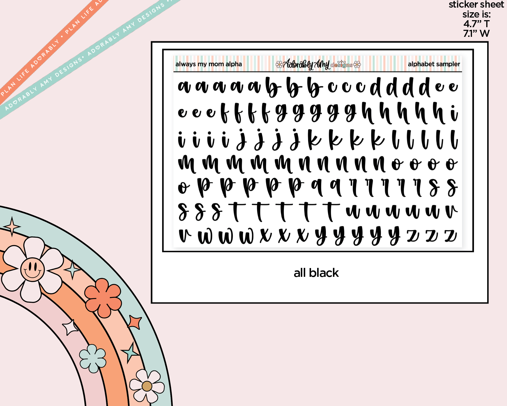 Always My Mom, Forever My Friend Alphabet Stickers Deco Typography Sampler Planner Stickers - Adorably Amy Designs