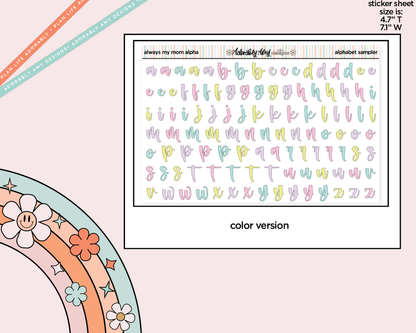 Always My Mom, Forever My Friend Alphabet Stickers Deco Typography Sampler Planner Stickers - Adorably Amy Designs