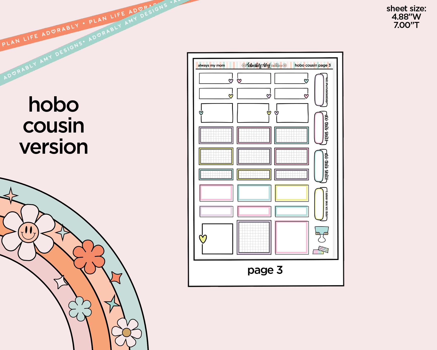 Hobonichi Cousin Weekly Always My Mom, Forever My Friend Planner Sticker Kit for Hobo Cousin or Similar Planners - Adorably Amy Designs