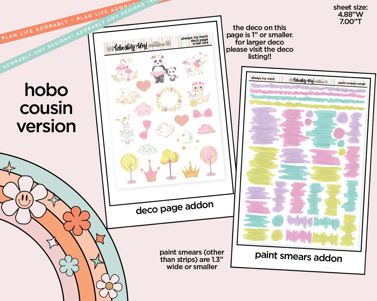 Hobonichi Cousin Weekly Always My Mom, Forever My Friend Planner Sticker Kit for Hobo Cousin or Similar Planners - Adorably Amy Designs
