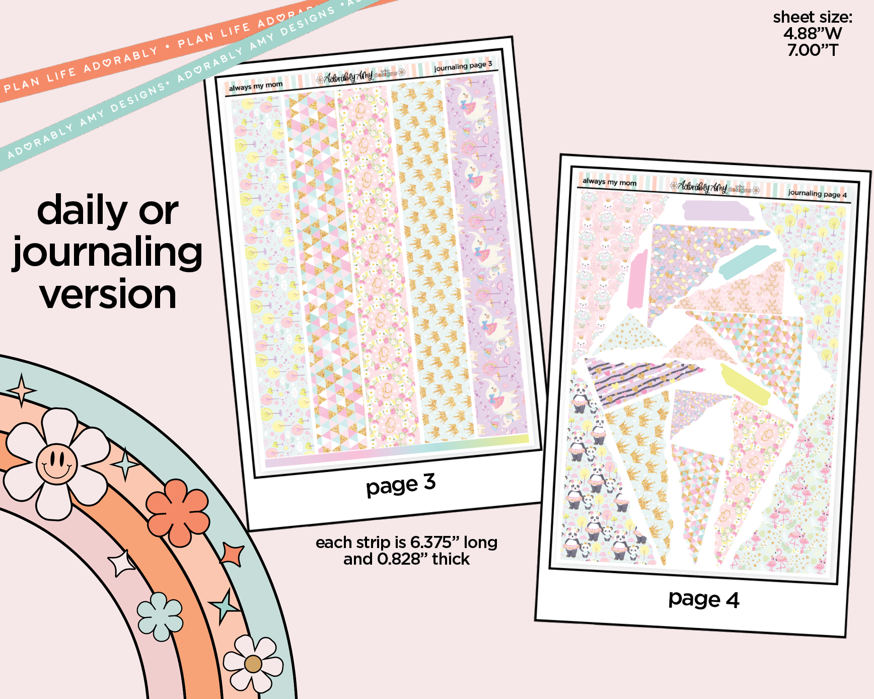 Journaling and Daily Planning Always My Mom, Forever My Friend Planner Sticker Kit - Adorably Amy Designs